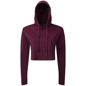 TriDri Womens/Ladies Cropped Long-Sleeved T-Shirt / Mulberry Red